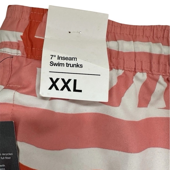 Original Use Men's 7" Elastic Waist Orange/abstract Swim Trunks  2XL - Picture 4 of 4